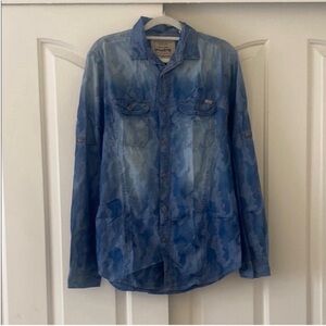 JACK  & JONES Blue Camouflage Women’s Button-Up Shirt. Size S